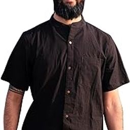Men's Cotton Linen Short Sleeve Kurta Indraja Shirt, Mandarin Collar, Traditional Indian Style, Casual Summer Wear-picture-39