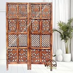 WOOD CRAFT CITY Wooden RoomDivider and Wooden Room Partition for Living Room, Studio Wall Panel 5 Feet (2 Panels with Stands for Office, Restaurant, Living Room, Bedroom, and (Walnut) (2 Panels ST-image-55