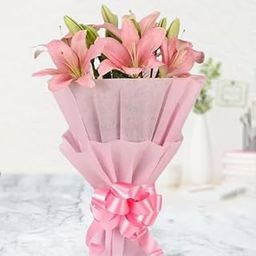 Pink Lilies in Tissue Wrap For Anniversary Gift, Birthday Gift, Wedding Gift, Congratulations Gift, Mother's Day Gift (Same Day Delivery)-image-43