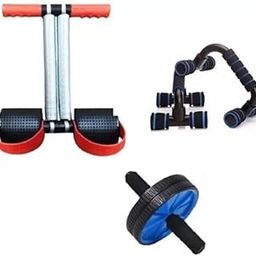 Combo of Tummy Trimmer, Plastic Pushup Bar, Ab Wheel for Stretching Toning Exercising Workout itness Equipment at Home Gym Kit Home Gym Kit-image-69