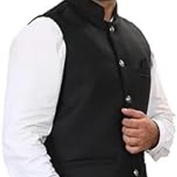 Men's Traditional Solid Nehru Jacket For Men || Khadi Linen Waistcoat || Mens Ethnic Nehru Jacket | Modi Waistcoat (Black)-picture-12