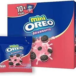 Oreo Mini Strawberry 10 x 20.4g | Strawberry Flavoured Cream Biscuits | Oreo Mini Biscuits | 204g | Imported-image-1