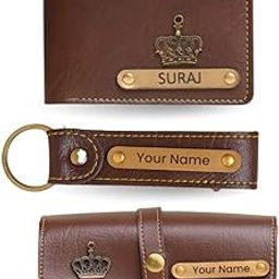 3-in-1 Personalised Combo Set - Brown | Vegan Leather Wallet with Goggle Case and Keychain | 6 Card Slots-image-83