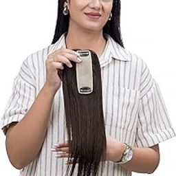 GOLDTIPS 2"X3" Silk-Base Hair Toppers | Clip-In Design | 100% Human Hair | Perfect for Thinning, Hair Loss & Bald Patches (Natural Brown, 12 Inch)-image-20