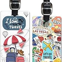 Lentikart 3D Lenticular Luggage Tag Long Set of 2 | Stamp Sticker + I Love Travel | Luggage/Bag/Travel ID Label Tags for Suitcase & School Bags-14