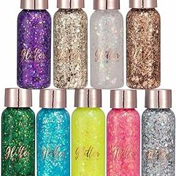 My Colors Body Glitter Holographic Glitter Liquid for Festival Make Up,Face Glitters Sequins Chunky for Hair and Eyeshadow Long-Lasting No Glue Needed and Easy to Remove 01 - Silver Body Glitters-25