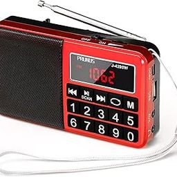 J-429 Small Radio, Pocket, AM FM SW USB Charging, Large Button, Neodymium Speaker, Auto Save, USB Flash Drive, SD Card AUX Input MP3, Shortwave for Elderly and Senior(Red)-22