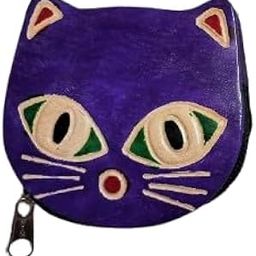 Pure Leather Cat Design Shantiniketan Small Coin Purse Pouch for Girls and Women-7