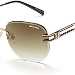 Hexagonal Sunglasses for Men Women,Metal and Semi-Rimless Eyewear for UV Protection GJ2055-26