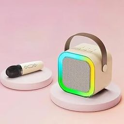 Toy Buy Latest K12 Mini Portable .Karaoke Speaker with Wireless Mic, RGB Lights_48-22