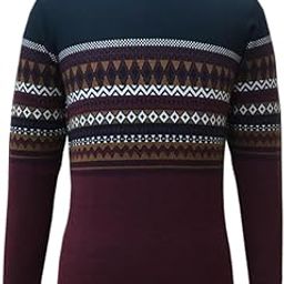 Mens Colour Blocked Premium Wool Blend Round Neck Pullover-image-92