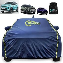 Autobirsa Waterproof Car Body Cover for Tata NEXON 100% All Weather Proof with Mirror & Antenna Packet & Full Bottom Elistic, Triple Stitching with 100% Nail Proof Cover Navy Blue-16