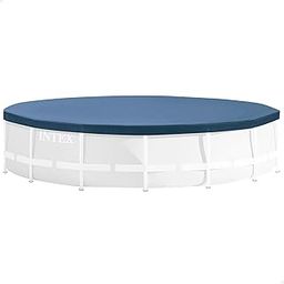 INTEX 28030E Pool Cover: For 10ft Round Metal Frame Pools – Includes Rope Tie – Drain Holes – 10in Overhang – Snug Fit-57