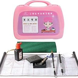 CLUB BOLLYWOOD Traditional Chinese Calligraphy Drawing Brush Inkstone Set Boys Girls Pink-picture-8