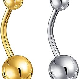 No-Tarnish No-Rusting 316L Stainless Steel Gold/Platinum Plated Belly Button Navel Rings for Women and Girls (NR04909) 2 Pcs-image-66