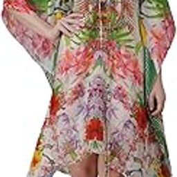 Crepe Digital Print Beach Wear Kaftan Multicolored Free Size- | Multicolor 14-M-picture-38