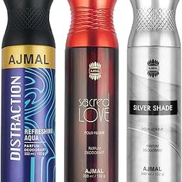 Ajmal 1 Distraction for Men & Women, 1 Sacred Love for Women and 1 Silver Shade for Men Deodorants each 200ML Combo pack of 3 (Total 600ML)-54