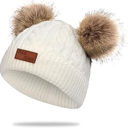 Bembika Baby Hat for Infant Pom Pom Beanie Kids Winter Hats Toddler Cap Knit Warm Caps for Baby Boys and Girls (White)-image-51
