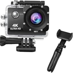 Drumstone Combo Pack of 2 Items- Touch Screen Sports Action Camera, 4K Waterproof Sport Camera,170 Degree Wide WiFi HD Cam, 16MP withMini Tripod with 360 Degree Mobile Attachment Lightweight Portable-image-28