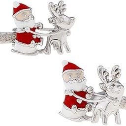 MRCUFF Santa Sleigh Christmas Reindeer Pair Cufflinks in Presentation Gift Box & Polishing Cloth-picture-45