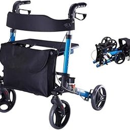 Veayva FoldEase Rollator Walker – Compact Folding, Lightweight Mobility Aid with Seat & Wheels | Blue Rollator for Adults & Seniors-image-40