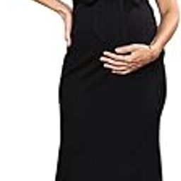 MomToBe Women's Bodycon Calf Length Polyester Maternity Dress for Pre and Post Pregnancy-image-47