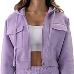 Sheer Lilac Women and Girls Long Sleeve Zipper Front Oversized Fit Cropped Hoodies Oversized Hoodies for Women Cropped Pullovers Graphic Printed Hooded Warm Cozy Casual Drop-picture-7
