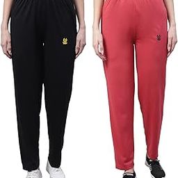 Regular fit Cotton Trackpant for Women (Pack of 2)-D10_BLK_PIN_002-L-image-100