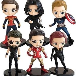 KENMA Marvel Avengers Superheroes Set of 6 Action Figures Bucky Barnes Winter Soldier Dolls Iron Man Spider Man Action Figures Natasha Romanoff Black Widow Thor Model Toys-3
