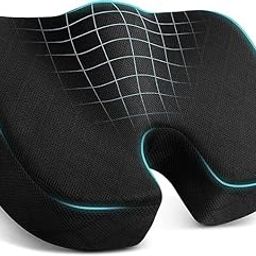Non-Slip Orthopaedic Foam Coccyx Seat Cushion for Tailbone,Sciatica Pain Relief Hip Support,Haemorrhoid,Lower Back Support & Pain Relief Cushion for Office/Home Chair (43 X 33 X 7 Cm)-Black-picture-25