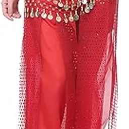 VRITRAZ Belly Dance Harem Pants + Hip Scarf Ringy Golden Coins Fancy Pants-image-68