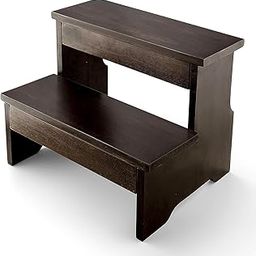 GIANTEX Sheesham Wood Non Slip 2 Step Stool for Kitchen Bedroom Solid Wooden Heavy Duty 2 Stairs Footrest Step Stool for Living Room Bedside Hallway (Walnut Finish)-29