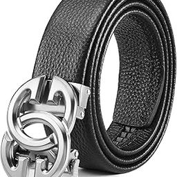 Fashion Mens Real Leather Ratchet Belt Black Adjustable Length Full Grain Soft Genuine Cowhide Strap 1.5 Inch Wide, Silver, Adjustable from 26" to 48" Waist-image-62