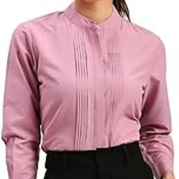 Women's Regular Fit Solid Cotton Blend Pleated Formal Shirts-picture-18