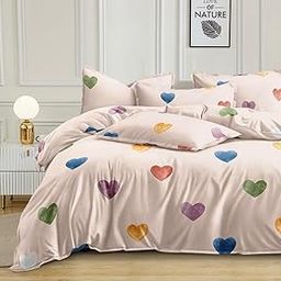 Ab Home Decor 350TC Glace Cotton Wedding Comforter Set Double Bed King Size with 1 Bedsheet Flat and 2 Pillow Covers AC Quilt/Blanket/Duvet II 4 pc Comforter Bedding Set-Heart Print-image-88