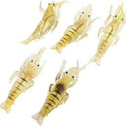 ELECTOMANIA Shrimp Fishing Simulation Soft Prawn Lure Hook Tackle Bait Lures for Bream Bass Flathead Whiting Snapper (Green Yellow), 5Pcs-image-61
