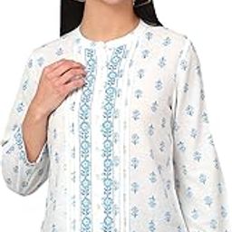 Women Printed Mandrian/Band Collar 3/4 Sleeves Casual Tunic I Casual Tunic for Women (P_LTNC00085)-image-33