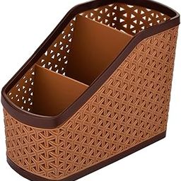 Kuber Industries Plastic Multi-Purpose Compact Desk Storage Organizer|Stationary Box|Pen Pencil Holder|Plastic Cosmetics|Make Up Organizer Container|Size 15 x 13 x 7 CM (Pink)-34