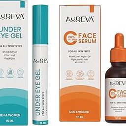Aureva Under Eye Gel for Dark Circles for Women and Men, Peptide Infused Eye Gel to Reduce Puffiness, Wrinkles and Fine Lines, Under Eye Cream with Shea Butter and Vitamin E, 15ml (10ml + 30ml, Under Eye Gel + Vitamin C Serum)-image-51