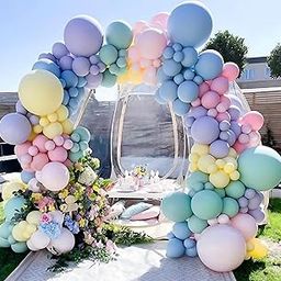 Flyloons Pink Purple Green Blue Yellow Orange Pastel Balloons Pack of 100 for birthday decoration items also suitable Baby Shower, Anniversary, Wedding, Celebration, Party-image-2