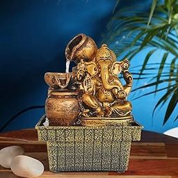 TIED RIBBONS polyresin Ganesha Ganpati Statue Tabletop Decorative Water Fountain Waterfall Showpiece For Home Outdoor Garden Decoration House Warming Gift-image-9