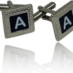 Laser Engraved Initials Cufflinks Premium Metal Square Design with Wooden Gift Box-image-80