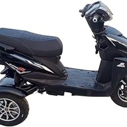 Green Invicta Super Low Speed Three Wheel Electric Scooter Non RTO 60KM Range Black with Portable Charger-5