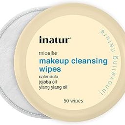 inatur Makeup Remover Wipes for Face (50 Wipes) - Daily Cleansing Facial Towelettes to Remove Waterproof Makeup, Jojoba Oil, Micellar Deep Clean, No Artificial Chemicals, Makeup Remover Pads-43
