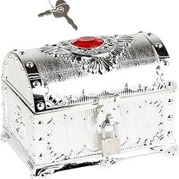 CLUB BOLLYWOOD® Pirate Treasure Chest Kids Decoration Props Treasures Collection Storage Box Silver| Kids & Teens at Home | Furniture | Toy Boxes'| Toy Boxes'|1 Treasure Chest-image-61