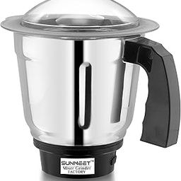 Heavy Dry Jar for Mixer Grinder Stainless Steel with Handle Aluminium Base MGF2, Silver Pack of 1-6