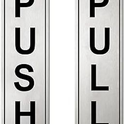 GLUN® Door Sign Push & Pull Set, 18X5cm Steel Sheet Base with Black Acrylic Push Laser Cut Top, Strong Adhesive Back, Durable & Clear Visible for Home, Office & Shops-image-40