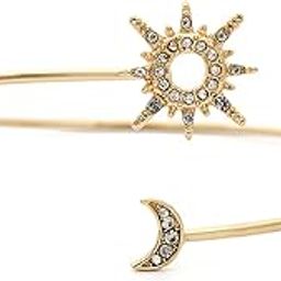 Upper Arm Cuff Armlet Open Cuff Wrap Bracelet Armlet Crystal Sun Moon Arm Bangles Armband Rhinestone Adjustable Leaf Feather Chain Tassels for Women Wedding Costume Jewelry-image-6