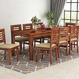 Rama Woodcraft Solid Wood Dining Table 8 Seater with Chair | Dining Room Set Furniture | Dining Table 8 Seater Set Wooden | Dining Table Set | Sheesham Wood | Teak Finish-image-95