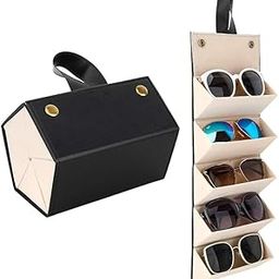 KHUSHAL 5 Slot Sunglasses Organizer with Slots, Travel Glasses Case Storage Portable Sunglasses Storage Case Bag Foldable Eyeglasses Holder Box, Eyewear Display Containers for Men & Women-image-99